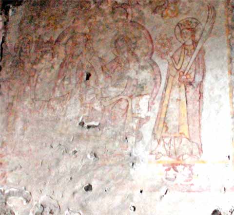 Wandmalerei von 1310 in der Evangelische St. Maria-Magdalena Kirche in Langenhain
