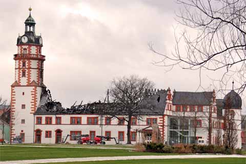 Großbrand Schloss Ehrenstein 2013 in Ohrdruf